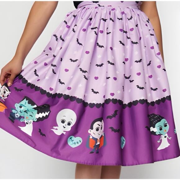 Kou Kou x Unique Vintage Purple Swing Skirt S 4 - Picture 2 of 4